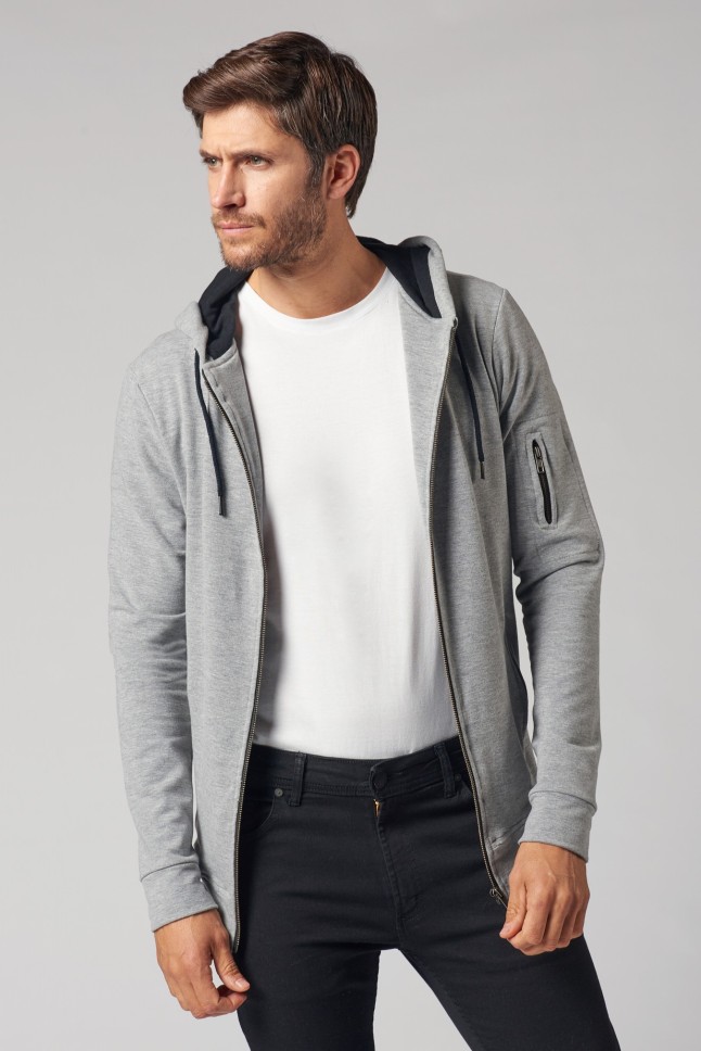 Campera Hood Basic Gris